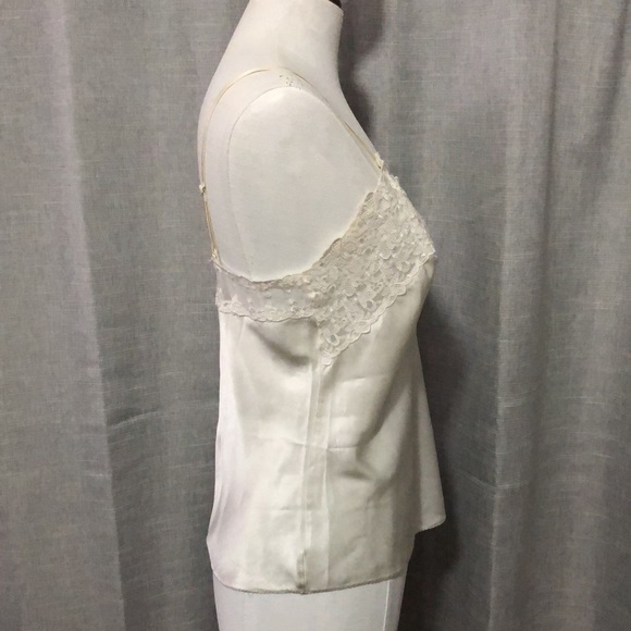 Vintage Silk Camisole Top-Off White with Lace - Picture 8 of 15